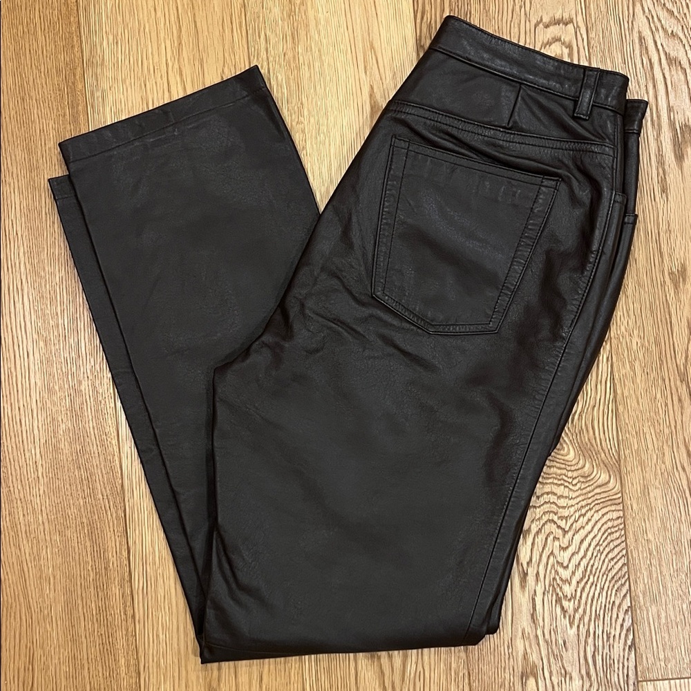 Genuine Leather Trousers Pants - Brown